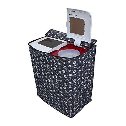 Glassiano Floral Grey Washing Machine Cover for Videocon NiWa Semi Automatic 7.3 Kg Washing Machine 2