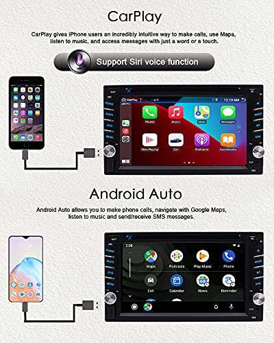 Double Din Car Stereo Car CD Player Bluetooth Android 10.0 GPS Navigation Indash Head Unit With FM/AM/RDS DSP Radio Support Wifi with Android Auto carplay Mirror Link Steering Wheel Control 3