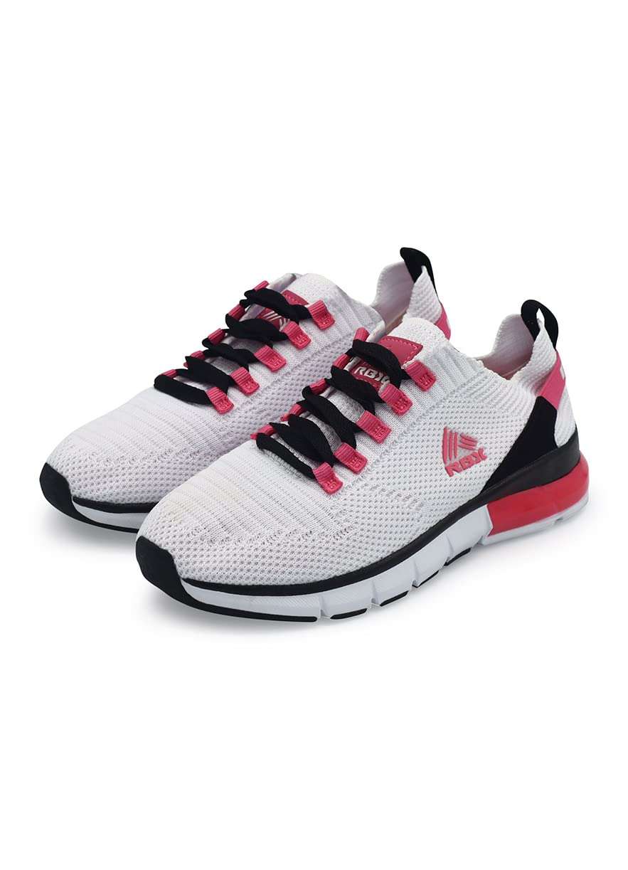 RBX Active Women's Athletic Sneaker Sports Workout Performance Training Breathable Airy Knit Lightweight Lace Up Running Shoe for Women Hzl White 6 1
