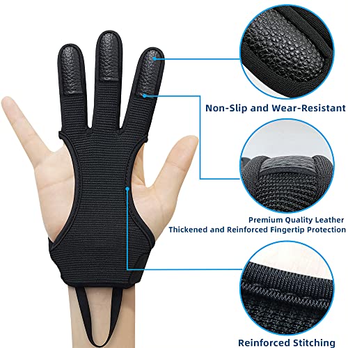 Archery Gloves Shooting Hunting Leather Three Finger Protector for Youth Adult Beginner - M 2