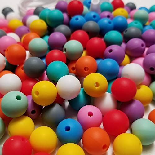 Silicone Beads for Keychain Making, Necklace, Bracelet by BLUE RABBIT CO, Medium Bulk Beads & Bead Assortments, Silicon Beads (12mm, 100PC, Original) 3