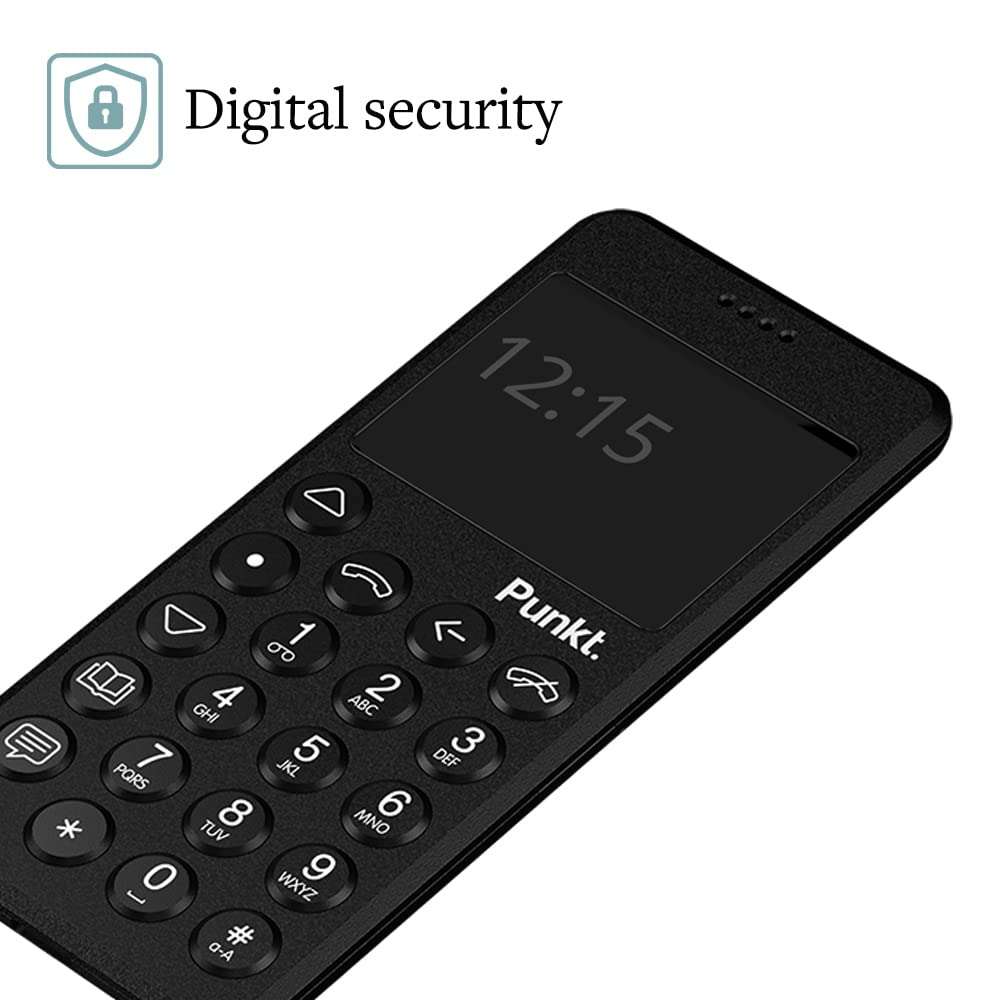 Punkt. MP02 4G LTE Minimalist Mobile Phone - Unlocked Cell Phone with Nano-SIM, Wi-Fi Hotspot, 2GB RAM+16GB Storage, Bluetooth, Digital Security, Multiband - Black 4
