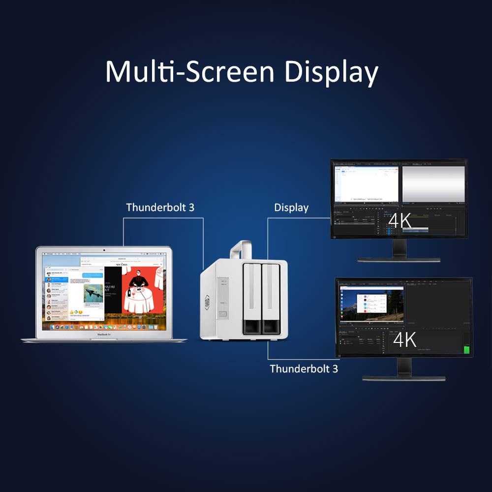 TERRAMASTER TD2 Thunderbolt 3 Professional-Grade 2-Bay External Hard Drive Enclosure RAID 0/RAID1/JBOD Hard Disk RAID Storage (Diskless) 4