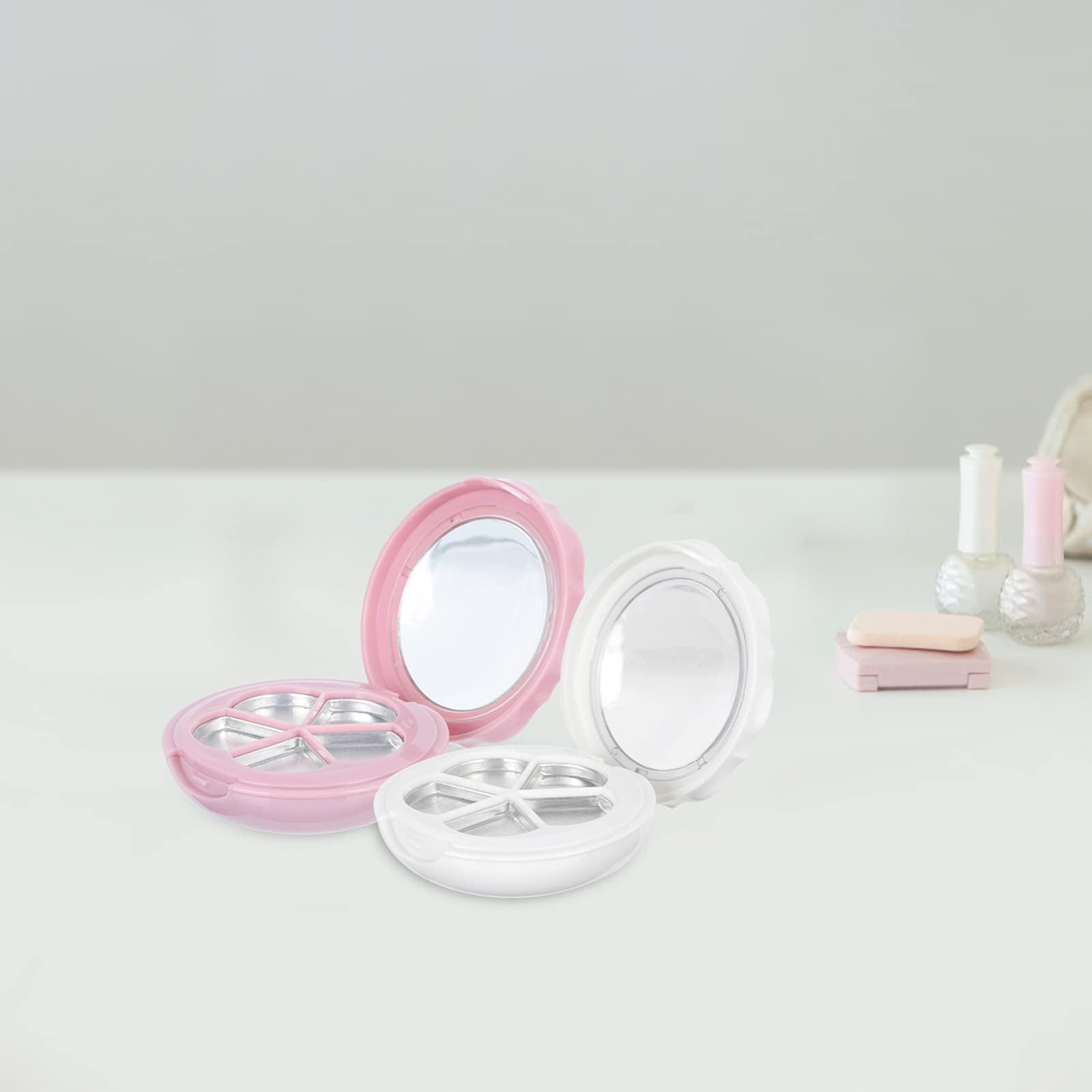 Beaupretty 2 Sets Empty Lipstick Palette with Mirror and Brush Refillable Eyeshadow Palette Box Cosmetics Storage Trays Containter for Lipstick Lip Balm Eyeshadow Blusher 6