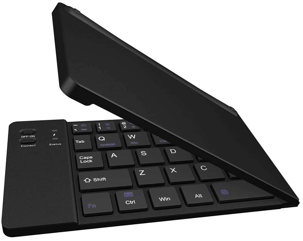 Tek Styz Wireless Bluetooth Keyboard Compatible with Karbonn A30 TA-Fone Plus Phone HolderStand - Ultra Slim Folding Rechargeable FullSize Keyboard! 1