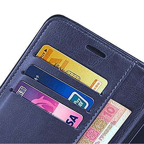 Nkarta® Genuine Leather Finish Flip Cover Back Case for Mi 10i|Inbuilt Stand & Inside Pockets| Wallet Style | Magnet Closure (Blue) 6