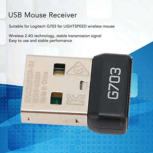 USB Receiver for LogitechG703 Lightspeed 2.4GWireless Mouse, Replacement Portable Mouse Adapter Converter, Plug and Play Stable 2