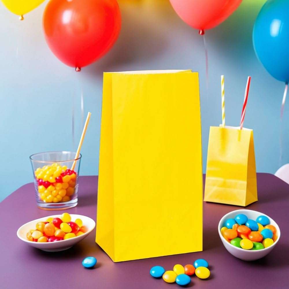 Vibrant Sunflower Yellow Paper Party Bags (Pack of 12) - Premium Quality, Perfect for Celebrations & Gifts 3
