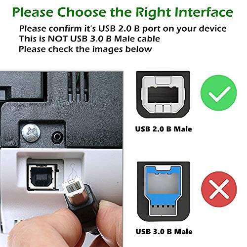 Ruhza 5 Meter USB Printer Cable, USB A to Male To USB B 2.0 Cable Cord Compatible with Printers, Scanner Compatible With D-ell, H-P, Ep-son, Can-on, Xe-rox, Sams0ng, Ep-son-16.4 Feet 3