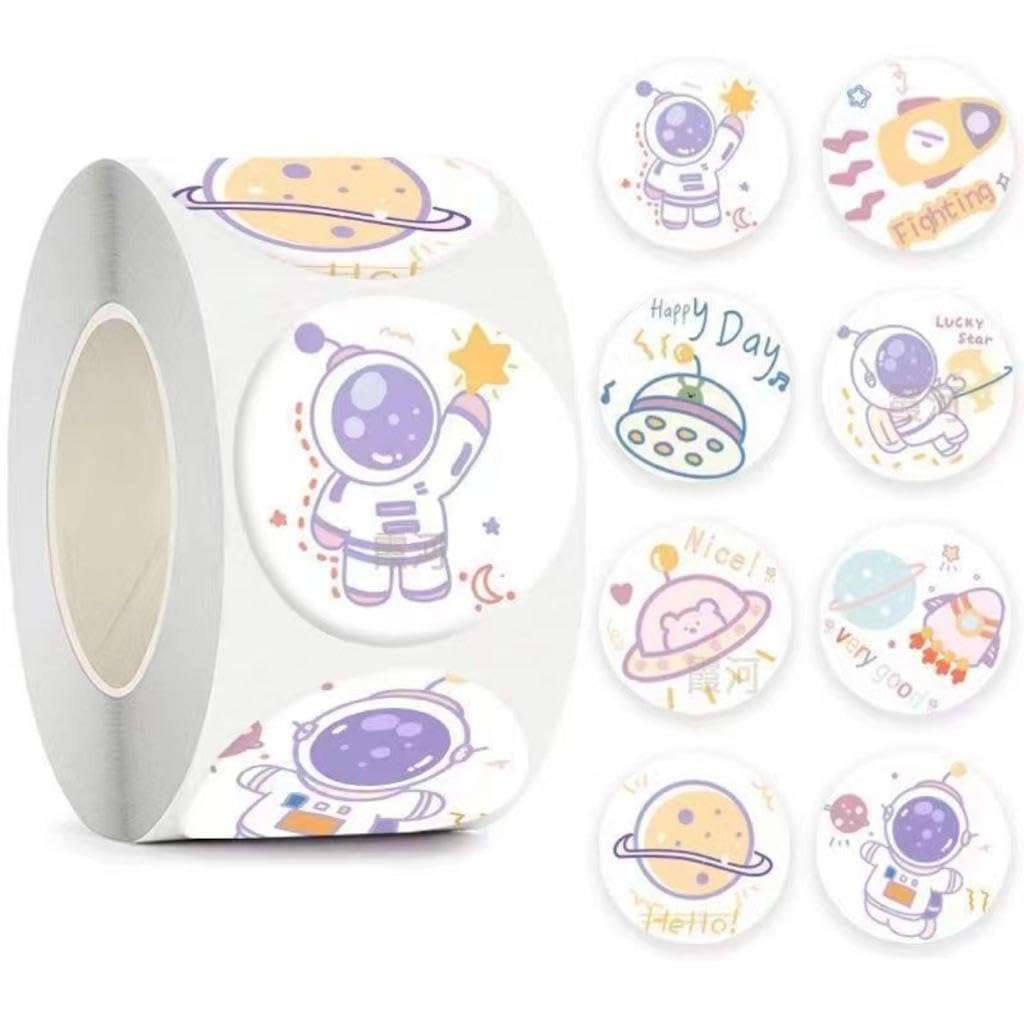 DCELLA Cute Space Rocket Theme Stickers Self Adhesive Sticker for Project 25 mm 500 Sheets Cute Washi Tape Stickers Roll (Pack of 1) 1