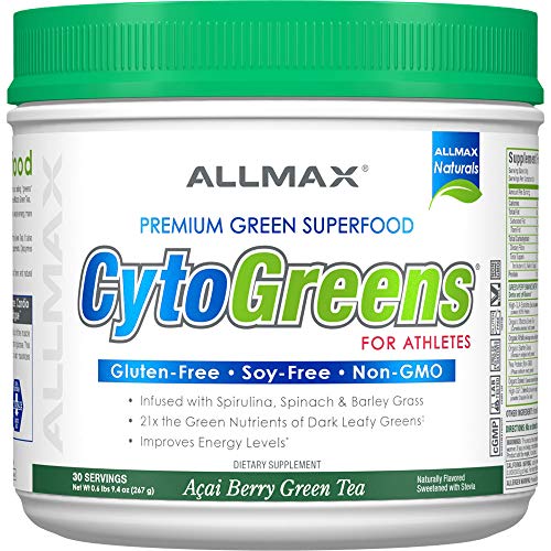 ALLMAX CYTOGREENS, Acai Berry Green Tea - 0.6 lbs - Supports Performance, Recovery & Energy - with Spirulina, Chlorella, Spinach, Barley Grass & Green Tea - 30 Servings 1