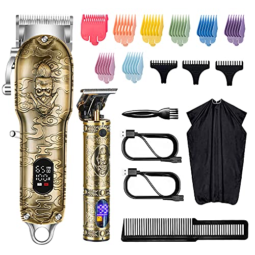 Roziapro Hair Clippers for Men T-Blade Trimmer Professional Barber Clippers - Cordless Hair Cutting Beard Trimmer Mens Electric Hair Trimmer Rechargeable GoldÃ‚ Knight Grooming Kit 1