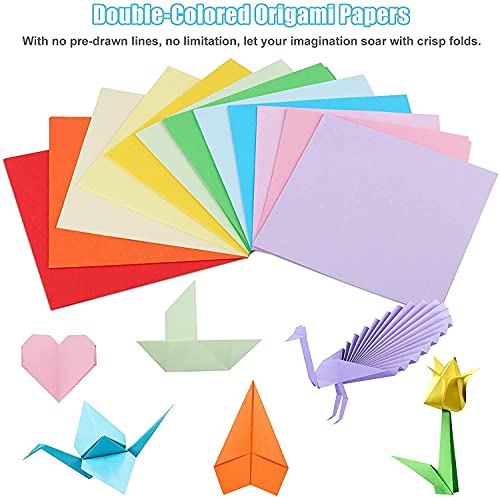 Jhintemetic DIY Origami Paper Kit for Kids - 400 Sheet (4 Different Texture) with Sticky Googly Eyes & Scissor Art Projects Kit for All Age Group Girls & Boys 6