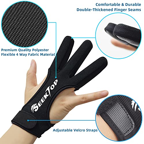 Archery Gloves Shooting Hunting Leather Three Finger Protector for Youth Adult Beginner - M 3