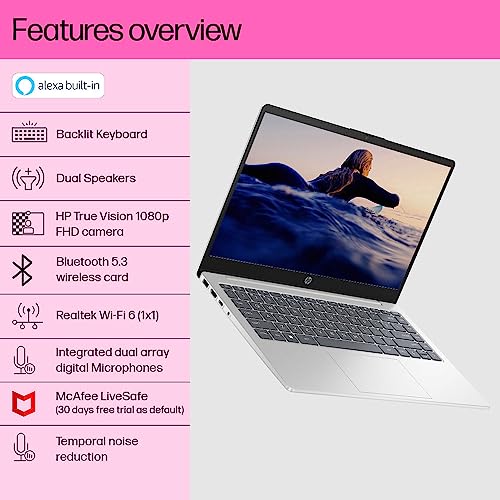 HP 14 Laptop, AMD Ryzen 3 7320U 14 inch(35.6cm) FHD Laptop,8GB LPDDR5, 512GB SSD, AMD Radeon Graphics, Dual Speakers, FHD Camera (Win 11, MSO 21, 1.41Kgs) 14-em0025AU 4