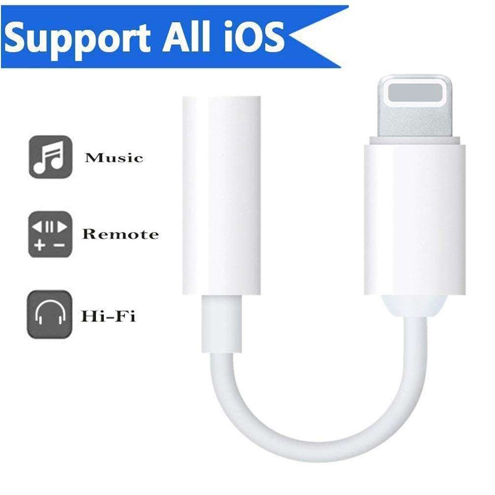 iPhone Lightning to 3.5 mm Headphone Jack Connector Supported Music Control Audio Adapter for iPhone 13Mini/13/13 Pro/13 ProMax/12Mini/12/12Pro/12ProMax/iPhone 11/11 Pro/11 Pro/XsMax/Xs/XR/X/8/7 4