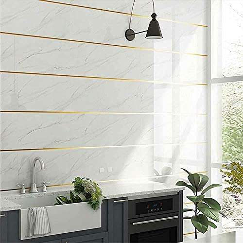 generic HUB HUBBER 50 Meters Golden Tape for Home Floor Tile Gap (Multipurpose) Waterproof Wallpaper Tape, Tiles Gap Stickers for Floor(0.5CM Wide)(PACK OF 1) 3