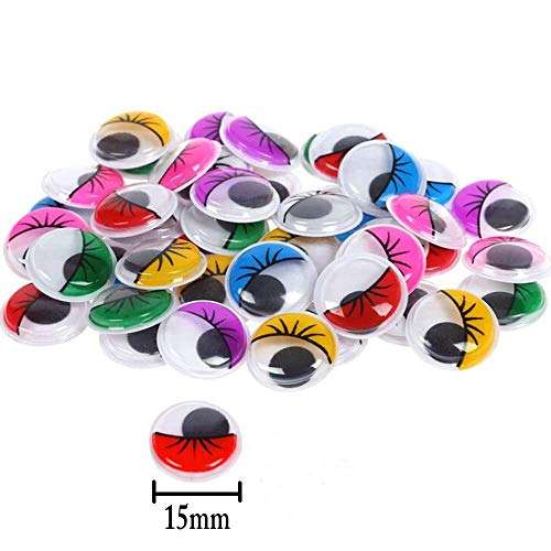 240 Pieces 15mm Wiggle Eyes Multi Color Google Eyes with Self- Adhesive Eyelash Googly Eyes 5