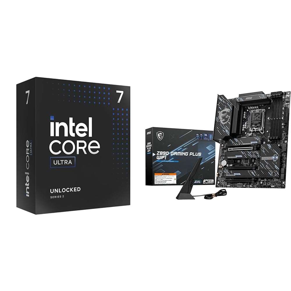 Intel Ultra 7 Desktop Processor 265K - 20 cores (8P+12E) & MSI PRO Z890-A WiFi ProSeries Motherboard (Supports Core Ultra Series 2 Intel Processors, LGA 1851, PCIe 5.0, M.2, SATA,Thunderbolt 4, ATX) 2