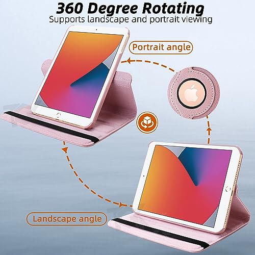 TGK Rotating Cover for iPad 8th Gen 10.2 inch (2020) Rose Gold 360 Degree Leather Stand Case 4
