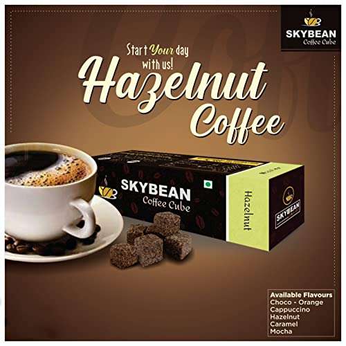 SKYBEAN Combo Pack CAPPUCCINO (Pack of 02) + HAZELNUT (Pack of 1) Coffee Cube - 100g each Pack 100% Pure Coffee, Suitable for Hot & Cold Coffee Drink 6