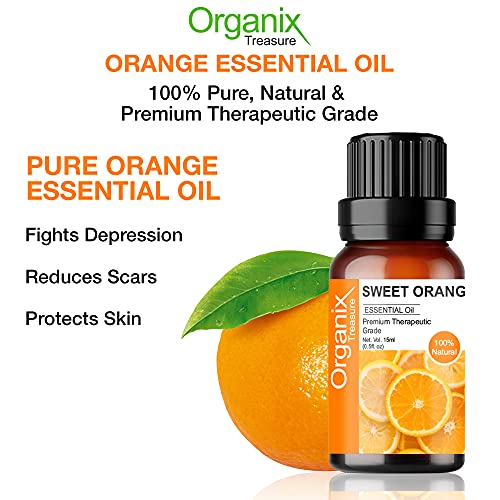 Organix Treasure Orange Essential Oil Pure, Natural & Undiluted Therapeutic Grade for Skin, Hair, Body, Face and Good Vibes, (15ml) 5