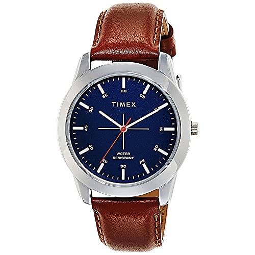 TIMEX Men's Analog Leather Band Watch -Blue, TW00ZR262E 1