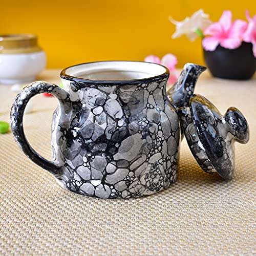 KunhaR Ceramic Teapot - 1 Piece, Black Luster, 300 ml 4