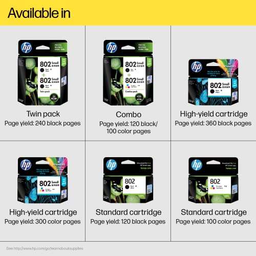 HP 802 2-Pack Small Black/Tri-Color Original Ink Cartridges 3