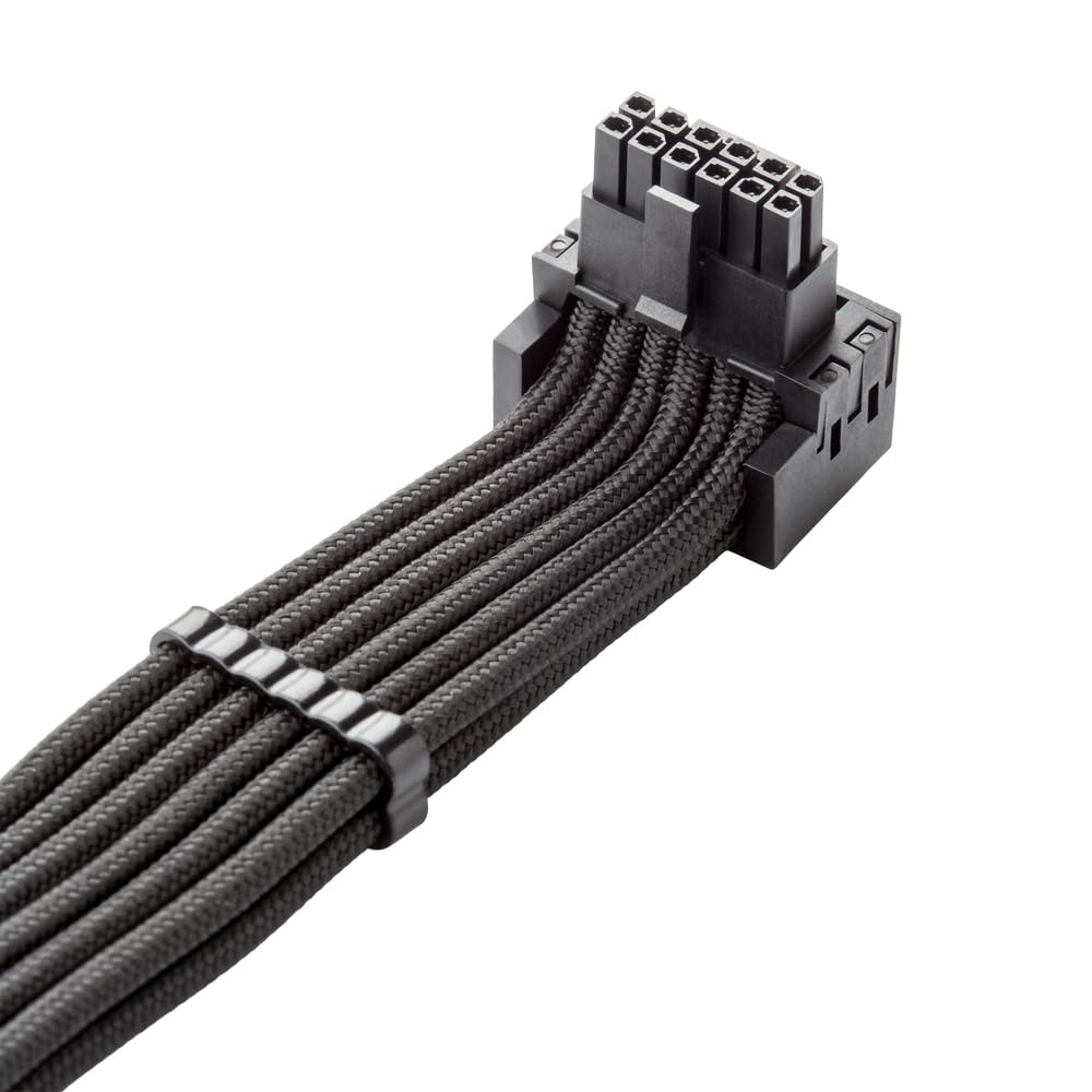 CableMod RT-Series Pro ModFlex Sleeved 12V-2x6 12VHPWR 90° StealthSense PCIe Cable for ASUS/Seasonic/Phanteks (Variant B, Black) 3