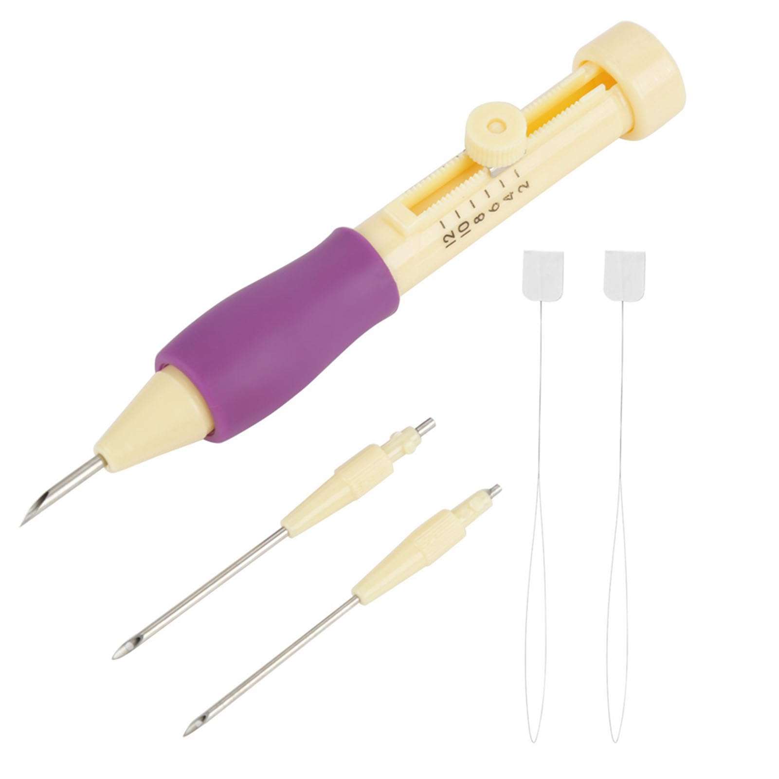 Respicefinem Embroidery Punch Adjustable Needle Length Embroidery Needle Punch with 3 Sizes Needle Pen Kit Tool for DIY Craft DIY Threaders Sewing Knitting for Mother 6