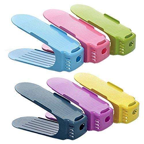 Vital Creations Adjustable Plastic Shoe Sandals Slots Rack- Set of 6 3