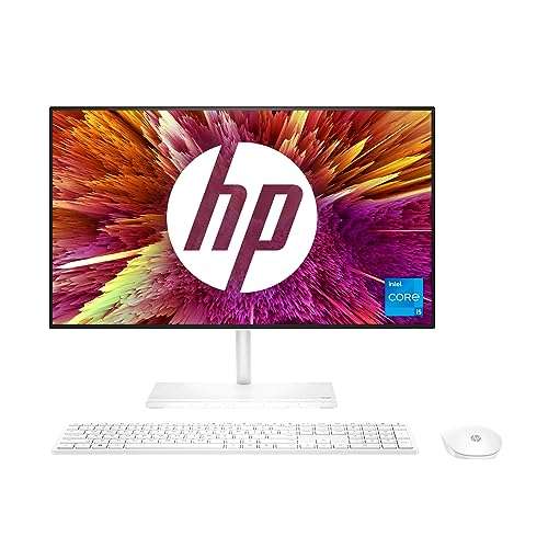 HP All-in-One PC 12th Gen Intel Core i5-12400T 24-inch(60.5 cm) FHD Micro-Edge Anti-glareDesktop (8GB RAM/1 TB SSD/Win 11/Wireless Keyboard and Mouse Combo/MSO/UHD Graphics/Starry White) 24-ck0660in 1