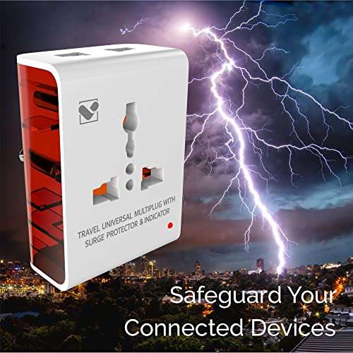 Vimal 6A Wave 3 Pin Multiplug Adapter with inbuilt Surge Protector,Universal Sockets & Indicator 4