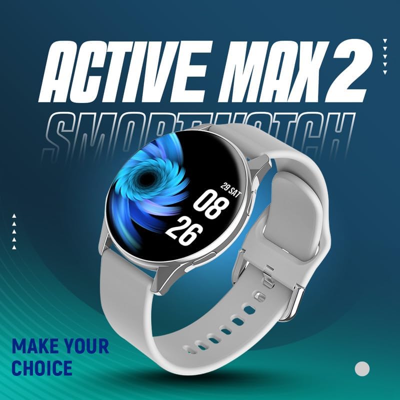 PunnkFunnk Newly Launched Active 2 Max Bluetooth Calling Smartwatch 1.3" Amoled Display 360 * 360 High Resolution 4.2 BT with, 100+ Sports Mode with IP68, Sp02 Tracking, AI Voice Assistant(Grey) 6