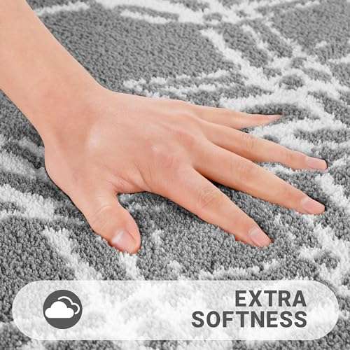 Yimobra Luxury Bathroom Rugs, Soft Thick Plush Bath Mat, Non-Slip,Water Absorbent, Machine Washable, Shaggy Microfiber Runner Bath Shower Matts, Floor Carpet for Bathtub, 47x24 Inch, Grey 2