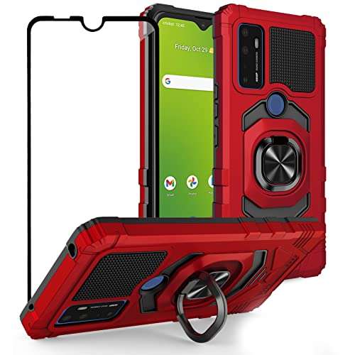 Ailiber for AT&T Radiant Max 5G 6.8"/Cricket Dream 5G /AT&T Fusion 5G/Cricket Innovate 5G Phone Case with Screen Protector, Ring Magnetic Car Mount Kickstand, Heavy Duty Protective Cover for Dream-Red 1