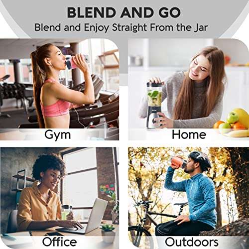 Mueller Personal Blender for Shakes and Smoothies with 15 Oz Travel Cup and Lid, Juices, Baby Food, Heavy-Duty Portable Blender & Food Processor, Grey 3