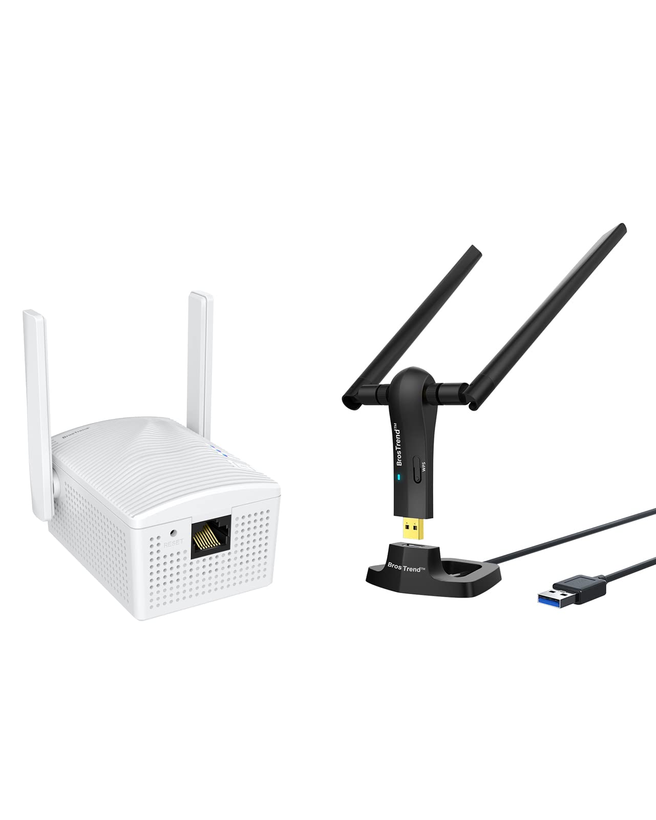 BrosTrend AC1200 WiFi to Ethernet Adapter and BrosTrend 1200Mbps Long Range USB WiFi Adapter Bundle 1
