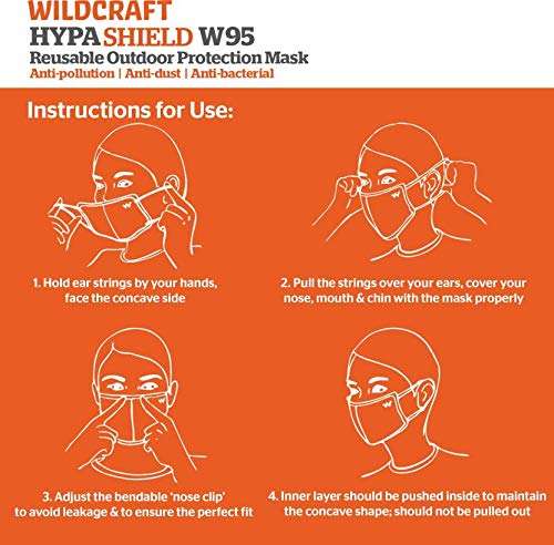 Wildcraft Hypashield Supermask Reusable Outdoor Protection Mask - Pack of 4, Blue/2Black 6
