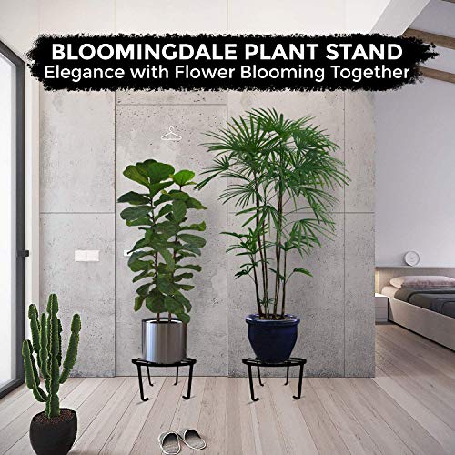 Bloomingdale Round Plant Stand Rust Free Heavy Duty - Flower Pot Stand for Balcony Garden Decoration Items Outdoor - Sturdy Planter Stand for Plants (Set of 2), black 4