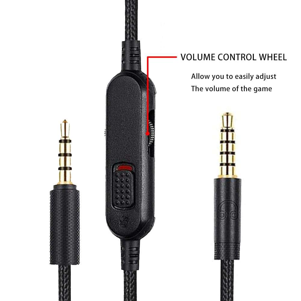 CLANMOU Replacement Cable for Logitech G Pro/G Pro X/G433/G233 Gaming Headset – 3.5mm Detachable Nylon-Braided Cord with Inline Volume Control & Mute Switch, 6ft (1.8m) Long 4