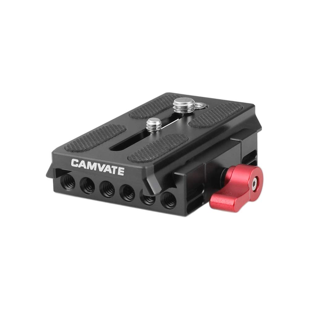 CAMVATE 1/4"-20 Thread Screw Connector + 5/8"-27 Male Threaded Cold Shoe Adapter + Quick Release Base 6