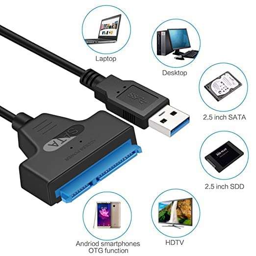 ULTRABYTES USB 3.0 to SATA Adapter Cable for 2.5 inch SSD and HDD, Support UASP USB Adapter (Black) 4