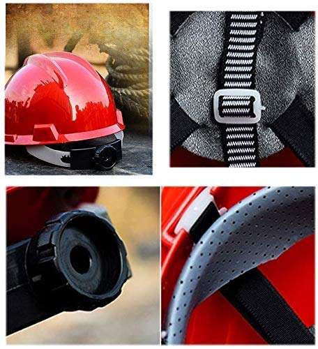 WYATT FRP Fiberglass Safety Helmet Construction Protective Helmets Anti-Smashing Work Cap Labour Engineering Impact Resistance Hard Hat (RED) 4