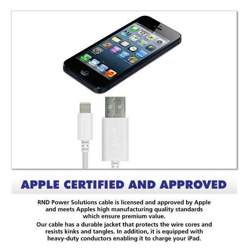 RND Apple Certified Lightning USB 6ft Cable (3-Pack) for iPhone (Xs, XS Max, XR, X, 8, 8 Plus, 7, 7 Plus, 6, 6 Plus, 6S, 6S Plus) iPad (Pro, Air, Mini) and iPod (6 feet/White) 4