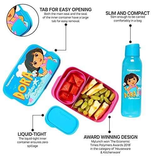 Tupperware Dora Kids Plastic Lunch Set (Pink) 5