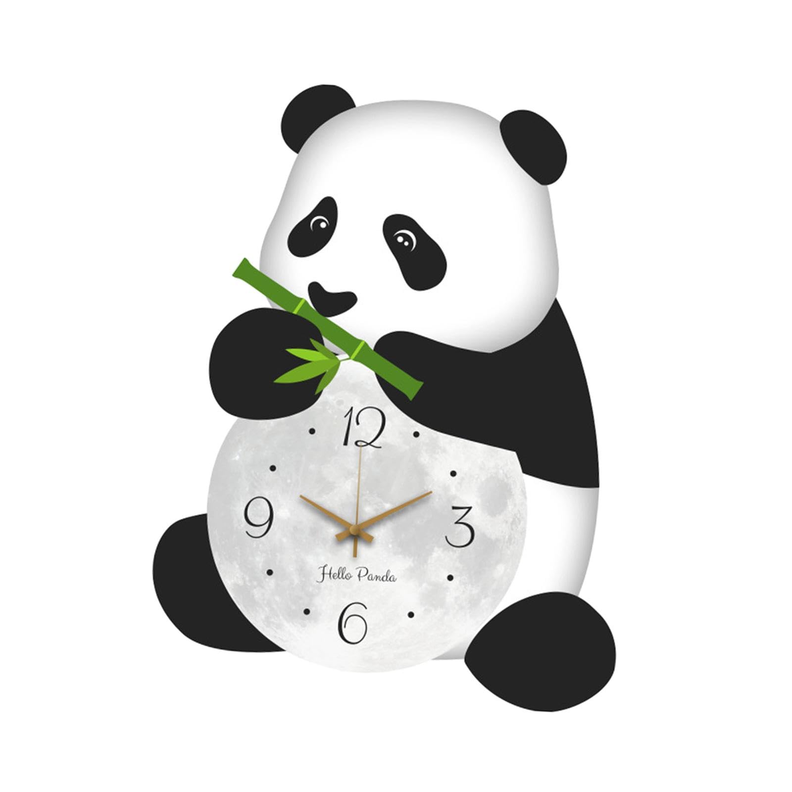 JISADER Panda Wall Clock Cartoon Large Creative Silent Wooden Lovely Animal Wall Ornament for Office Dining Room Kitchen Home Decor 1