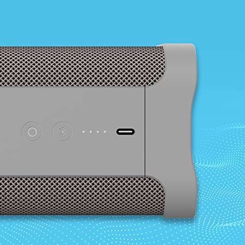 Skullcandy Wireless Bluetooth Speaker - IPX7 Waterproof Portable Terrain Speaker with Dual Custom Passive Radiators, 14 Hour Battery, Nylon Wrist Wrap, & True Wireless Stereo (Light Grey) 4