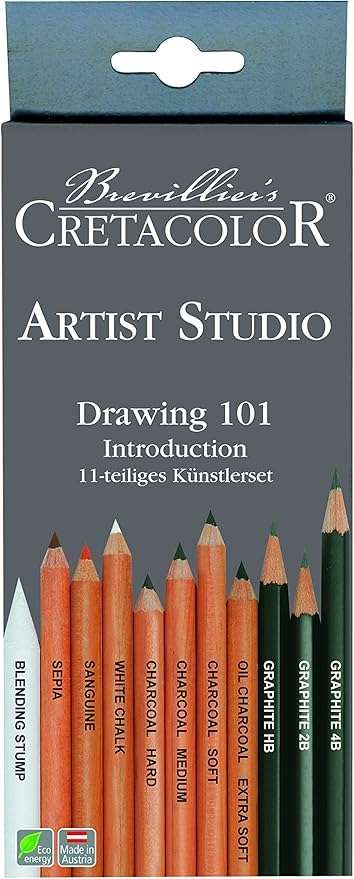 Brustro Drawing Wiro Paper Pad (A4,200 GSM,24 Sheets) with Cretacolor Artists Studio Line Drawing 101 Introduction (Set of 11,White)|Ideal for Painting,Sketching,Shading,Professionals 5